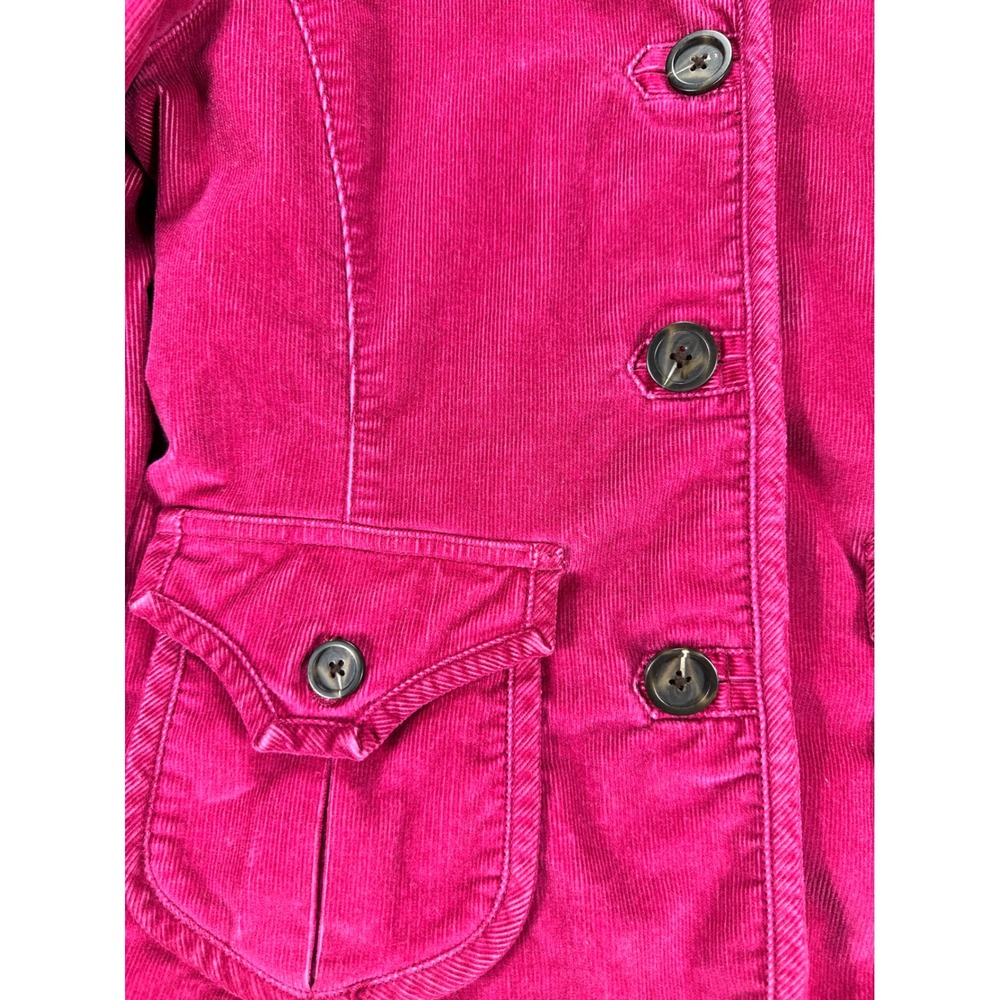 Gap Magenta Pink Corduroy Blazer Jacket Floral Lining Elbow Patches Womens 10 - Picture 2 of 8
